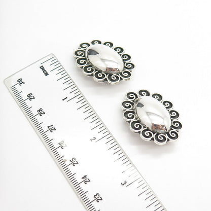 925 Sterling Silver Vintage Mexico Boho Clip On Earrings