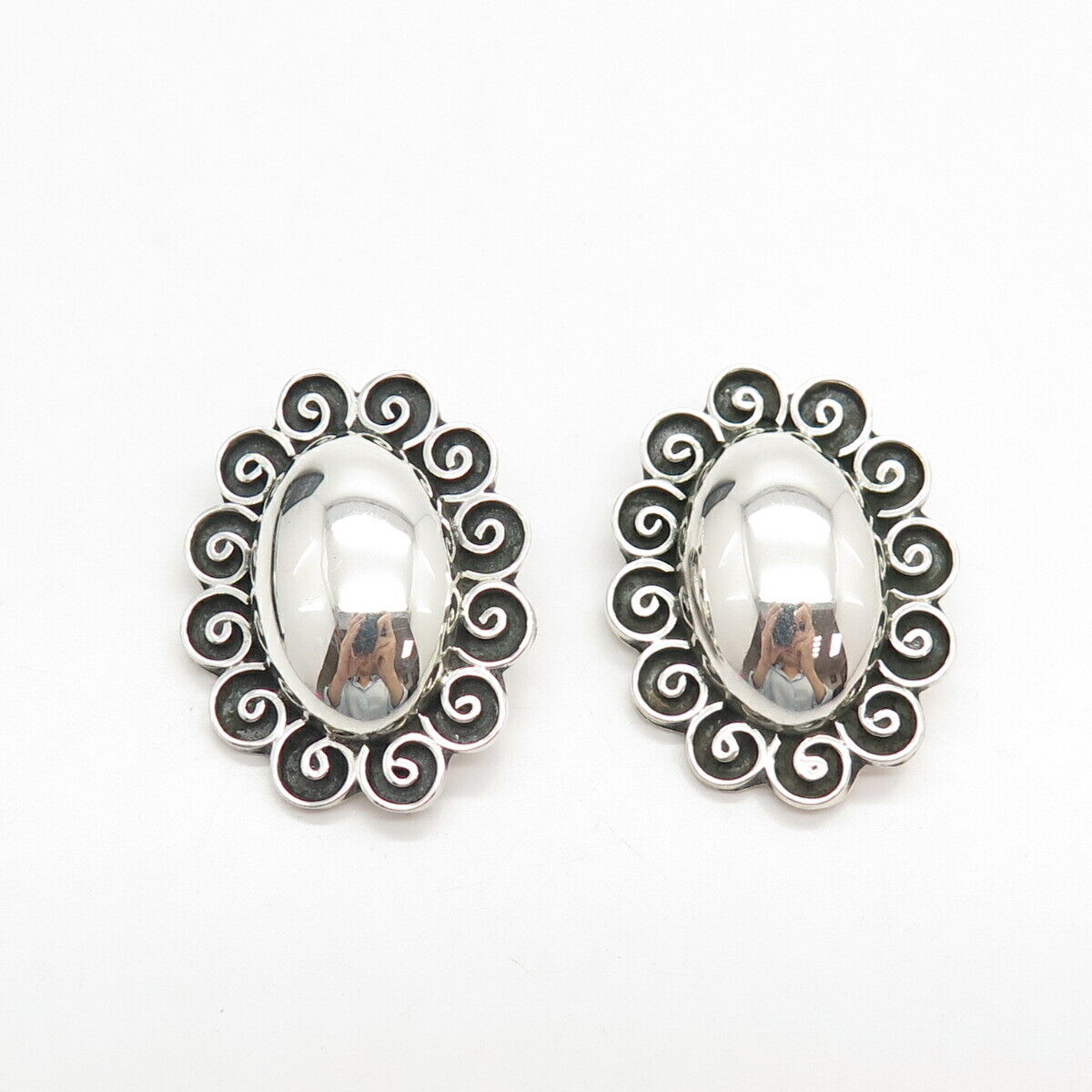 925 Sterling Silver Vintage Mexico Boho Clip On Earrings