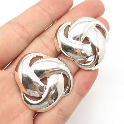 925 Sterling Silver Vintage Mexico Knot Modernist Earrings