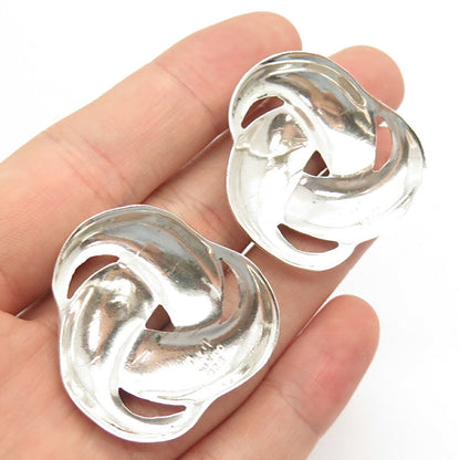 925 Sterling Silver Vintage Mexico Knot Modernist Earrings