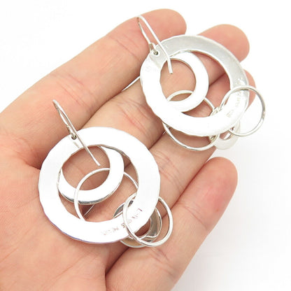 925 Sterling Silver Vintage Mexico Multi-Circle Dangling Earrings