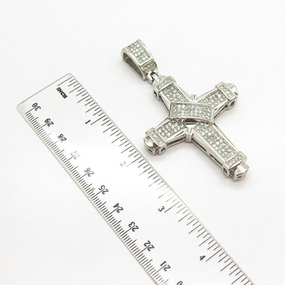 925 Sterling Silver Vintage Pave C Z Cross Pendant