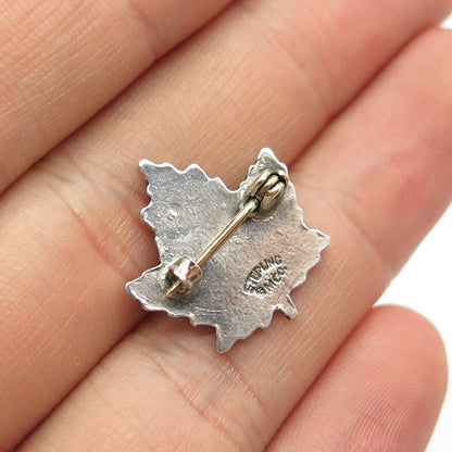925 Sterling Silver Vintage Breadner & Co Enamel Maple Leaf Pin Brooch