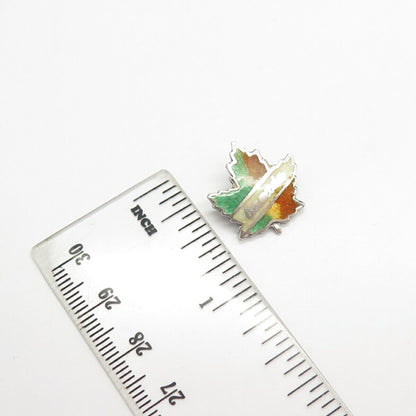 925 Sterling Silver Vintage Breadner & Co Enamel Maple Leaf Pin Brooch