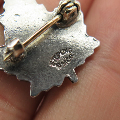 925 Sterling Silver Vintage Breadner & Co Enamel Maple Leaf Pin Brooch