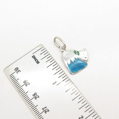 800 Silver Vintage Enamel Dog Pendant