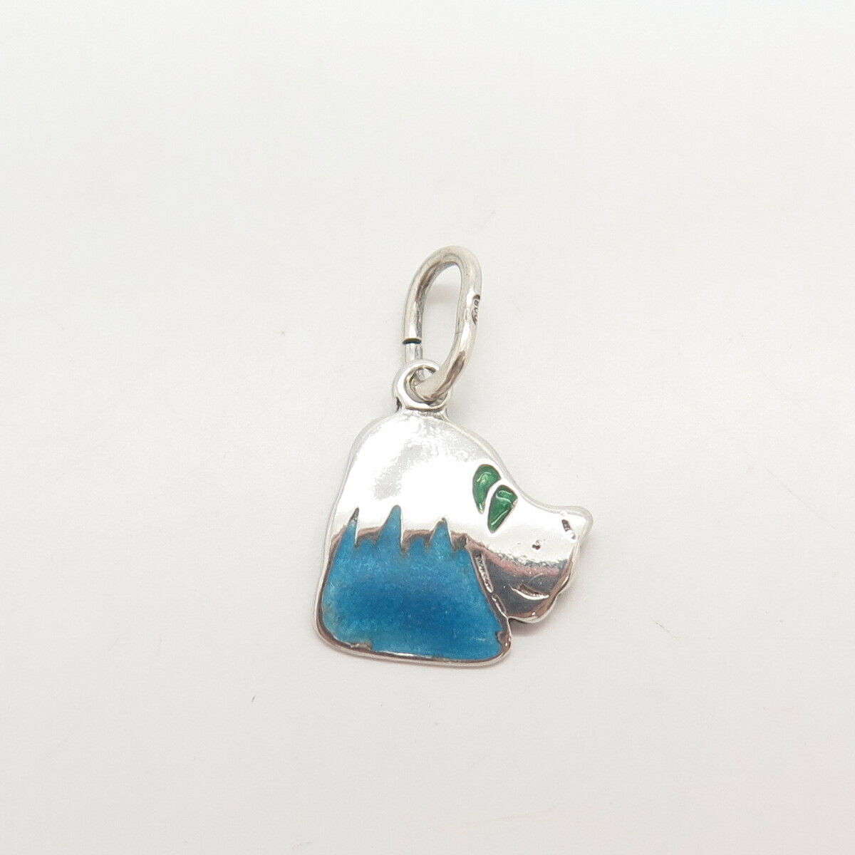 800 Silver Vintage Enamel Dog Pendant