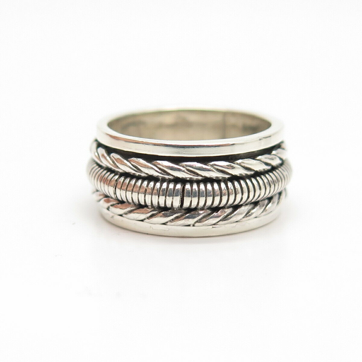 925 Sterling Silver Vintage Twisted Band Rotating Ring Size 5 3/4