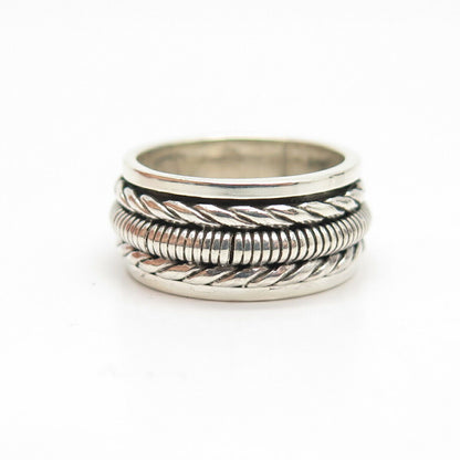 925 Sterling Silver Vintage Twisted Band Rotating Ring Size 5 3/4