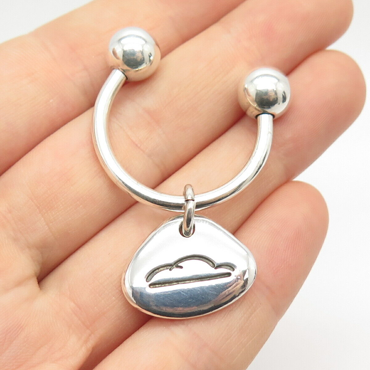 925 Sterling Silver Vintage Screw-Off Ball Key Ring