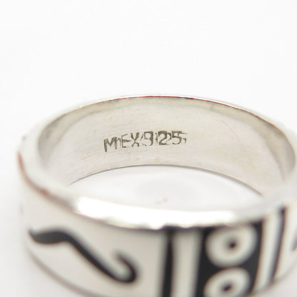 925 Sterling Silver Vintage Mexico Tribal Band Ring Size 9.5