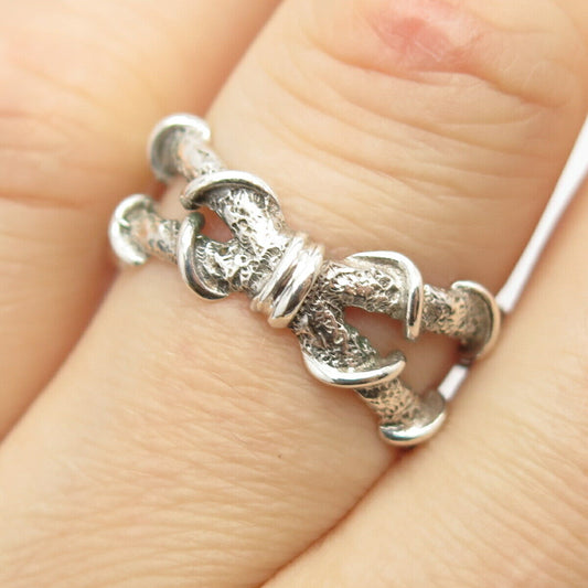 925 Sterling Silver Vintage Nugget Tribal Ring Size 6 3/4
