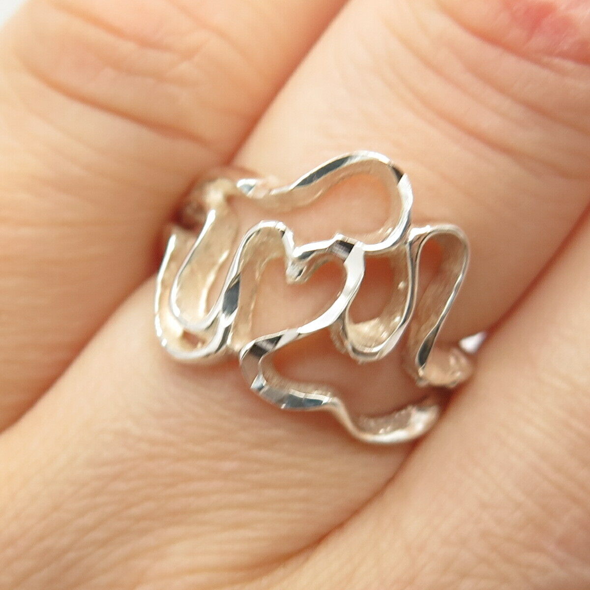 925 Sterling Silver Vintage Modernist Ring Size 6 1/4