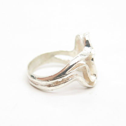 925 Sterling Silver Vintage Modernist Ring Size 6 1/4