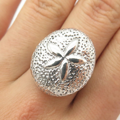 925 Sterling Silver Vintage Italy Sand Dollar Ring Size 8 1/4