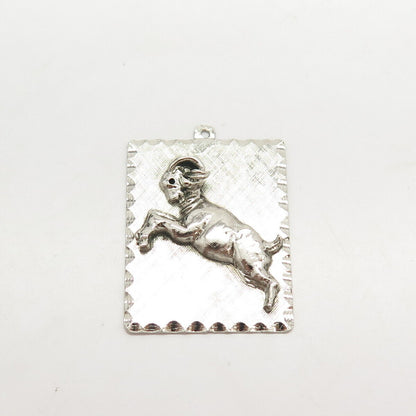 925 Sterling Silver Vintage  Aries Zodiac Sign Pendant