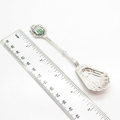 800 Silver Reu Vintage Enamel Tree "Braunlage" Ribbed Spoon