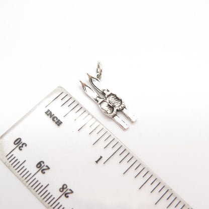 925 Sterling Silver Vintage Skis Charm Pendant