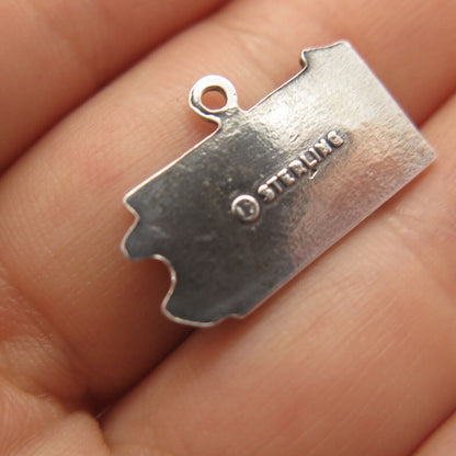 925 Sterling Silver Vintage "Pennsylvania" State Map Pendant