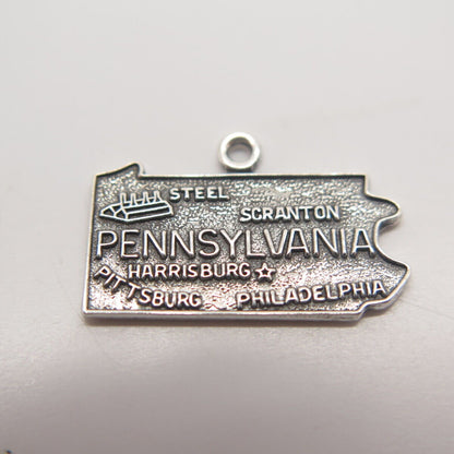 925 Sterling Silver Vintage "Pennsylvania" State Map Pendant