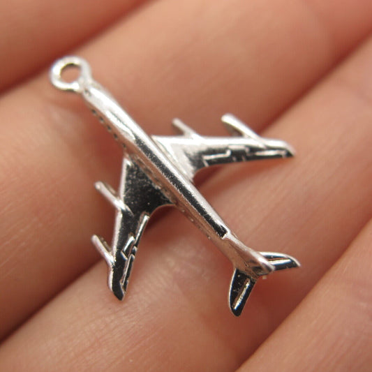 925 Sterling Silver Vintage Airplane Pendant