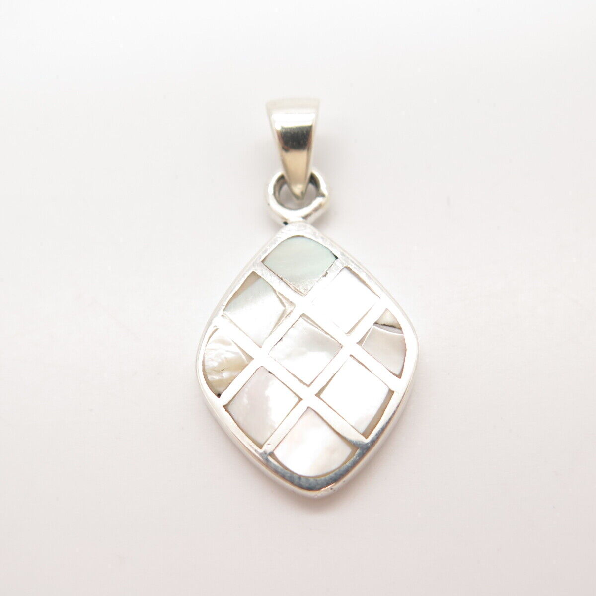 925 Sterling Silver Vintage Real Mother-of-Pearl Pendant