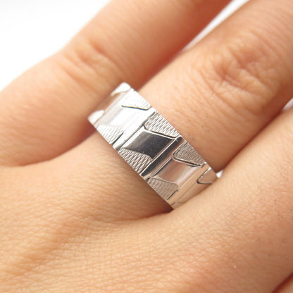 925 Sterling Silver Neos Striped Band Ring Size 7.5