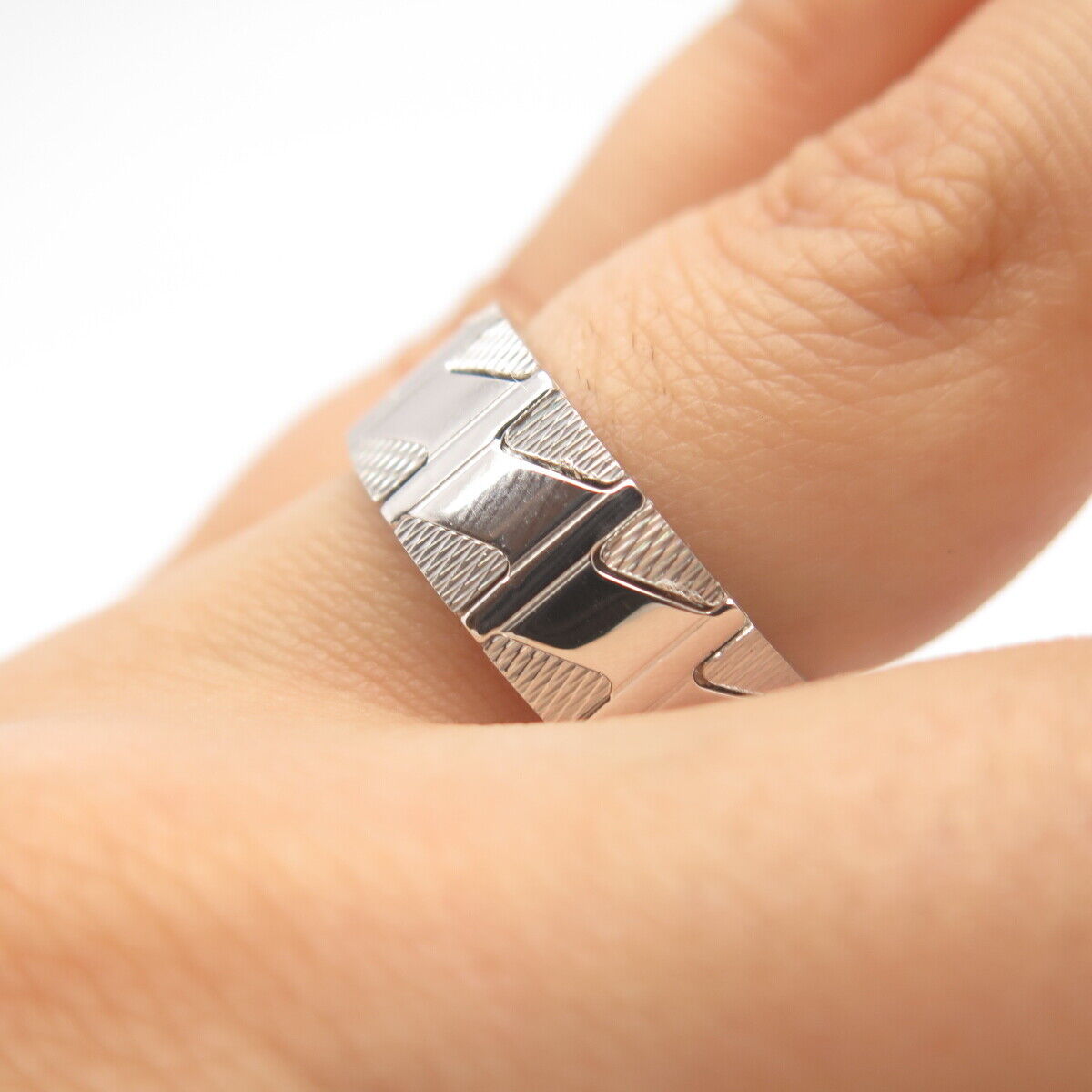 925 Sterling Silver Neos Striped Band Ring Size 7.5