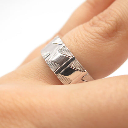 925 Sterling Silver Neos Striped Band Ring Size 7.5