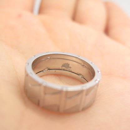 925 Sterling Silver Neos Striped Band Ring Size 7.5