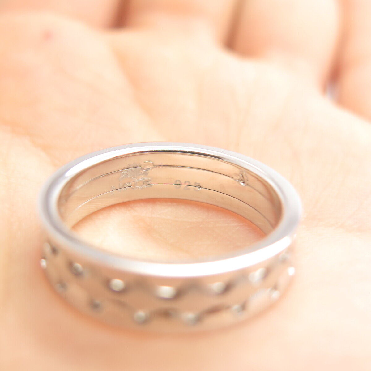 925 Sterling Silver Neos Striped Band Ring Size 9 3/4