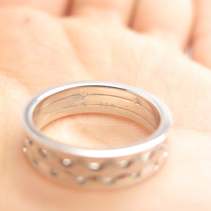 925 Sterling Silver Neos Striped Band Ring Size 9 3/4