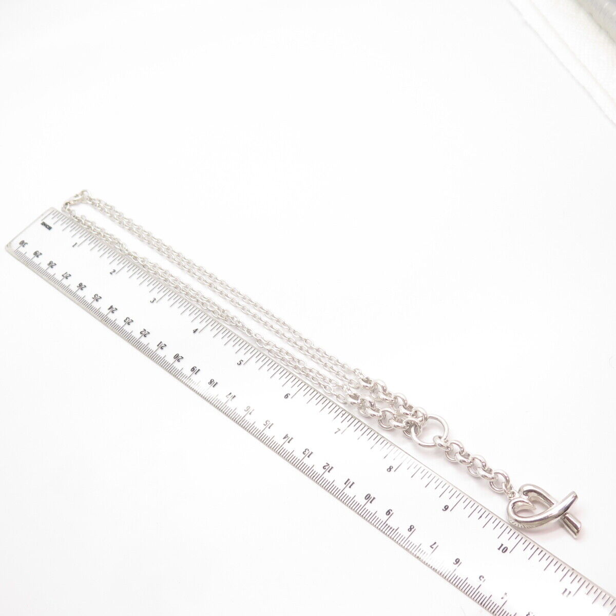 925 Sterling Silver Open Heart Double Rolo Chain Necklace 16"