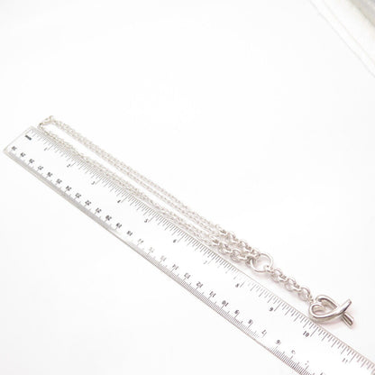 925 Sterling Silver Open Heart Double Rolo Chain Necklace 16"
