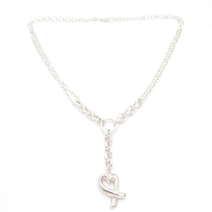 925 Sterling Silver Open Heart Double Rolo Chain Necklace 16"