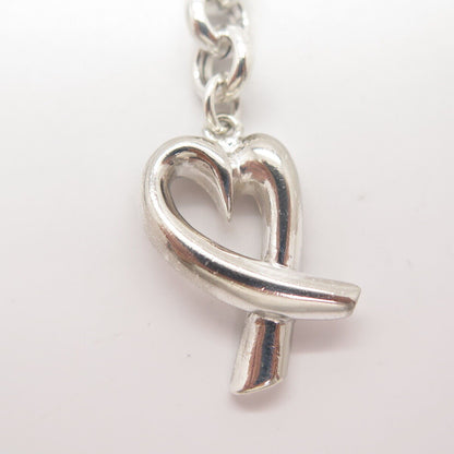 925 Sterling Silver Open Heart Double Rolo Chain Necklace 16"