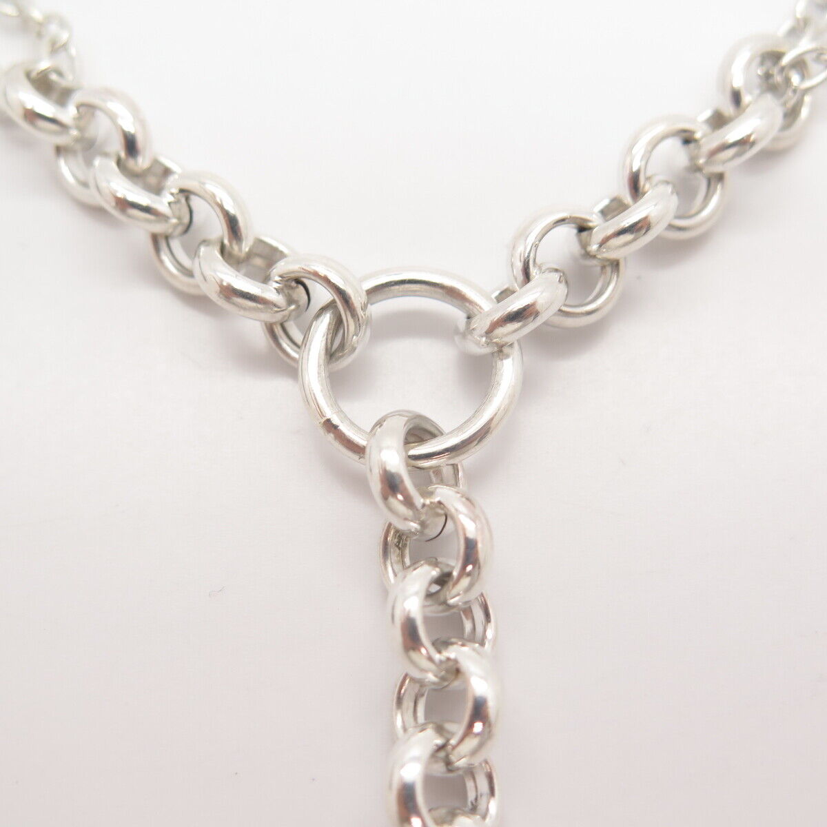 925 Sterling Silver Open Heart Double Rolo Chain Necklace 16"