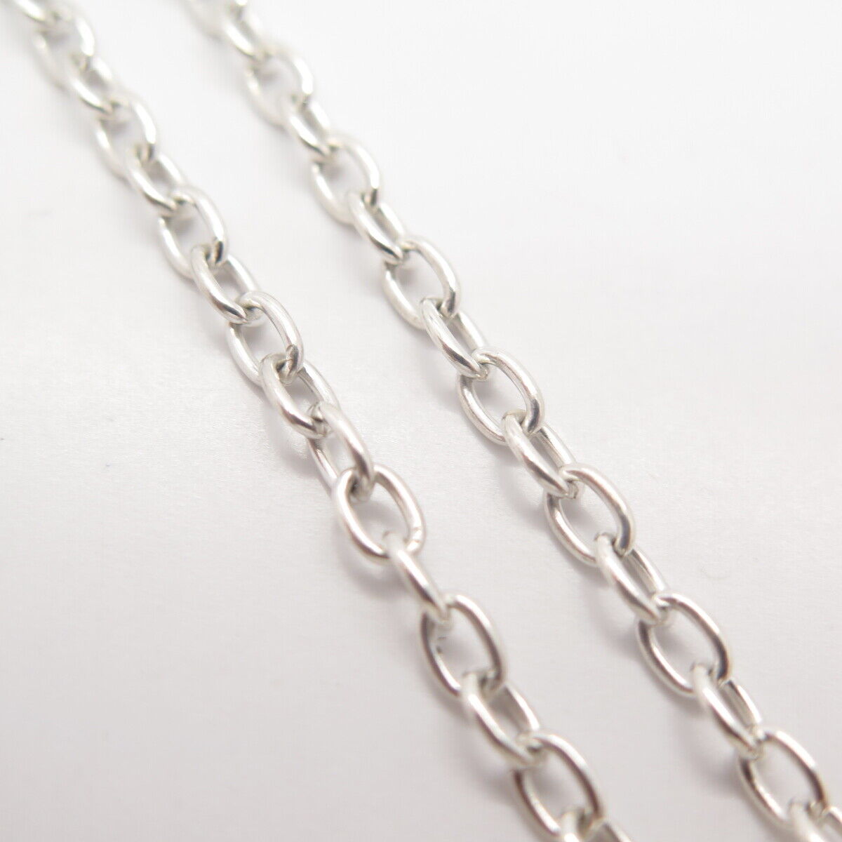 925 Sterling Silver Open Heart Double Rolo Chain Necklace 16"