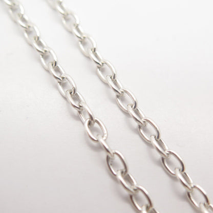 925 Sterling Silver Open Heart Double Rolo Chain Necklace 16"
