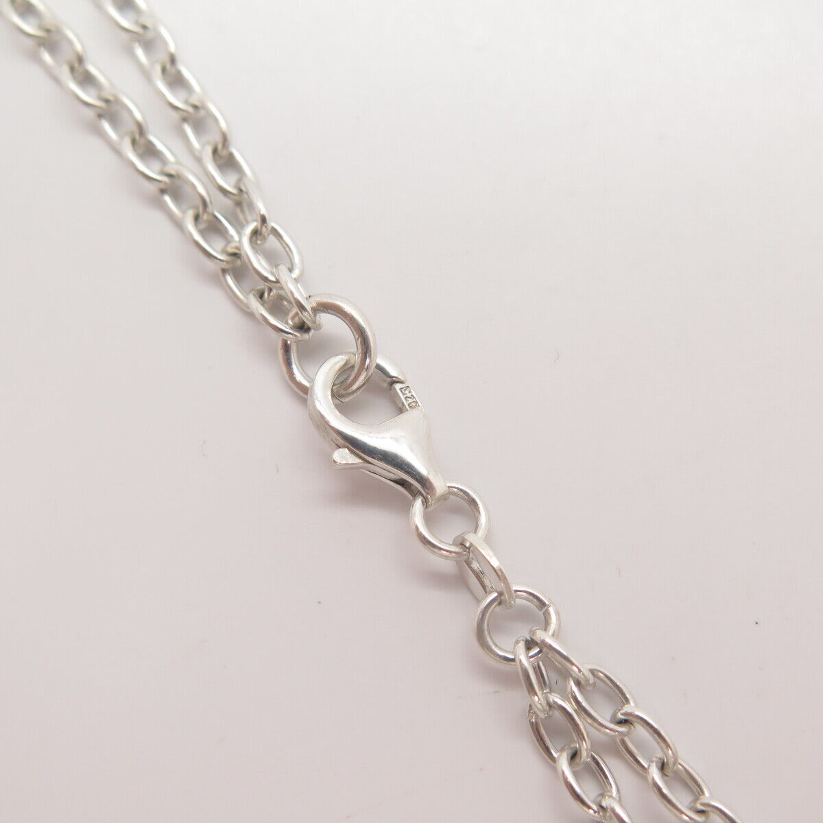 925 Sterling Silver Open Heart Double Rolo Chain Necklace 16"