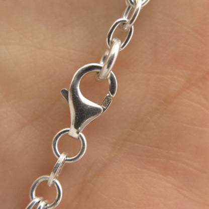 925 Sterling Silver Open Heart Double Rolo Chain Necklace 16"