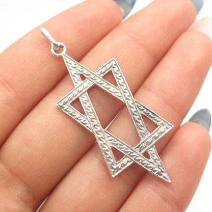 925 Sterling Silver Vintage Star of David Judaica Pendant