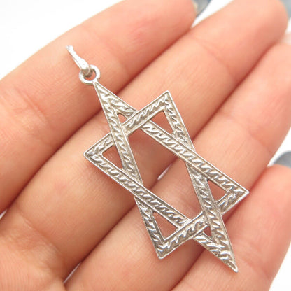 925 Sterling Silver Vintage Star of David Judaica Pendant