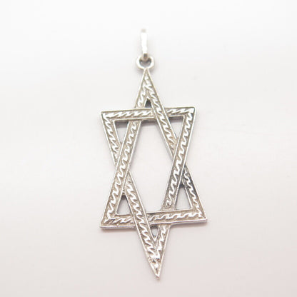 925 Sterling Silver Vintage Star of David Judaica Pendant