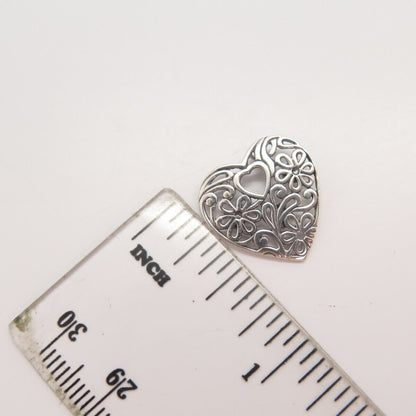 925 Sterling Silver Vintage Ornate Heart Slide Pendant