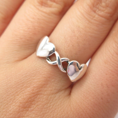 925 Sterling Silver Heart Infinity Ring Size 8.5