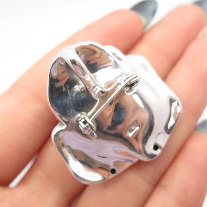 925 Sterling Silver Rose Floral Pin Brooch / Pendant