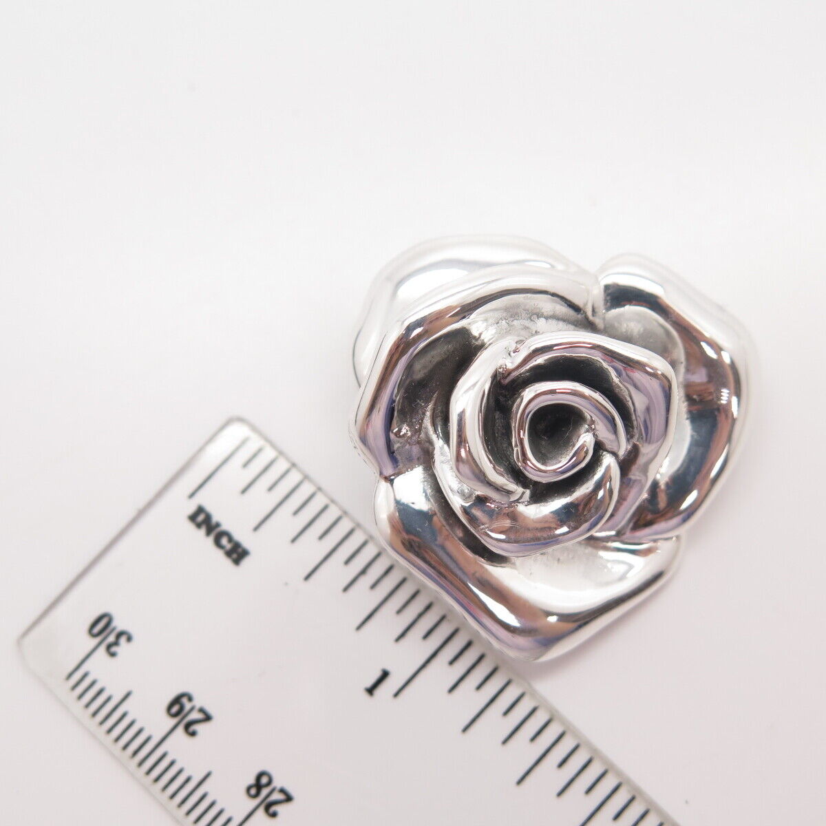 925 Sterling Silver Rose Floral Pin Brooch / Pendant