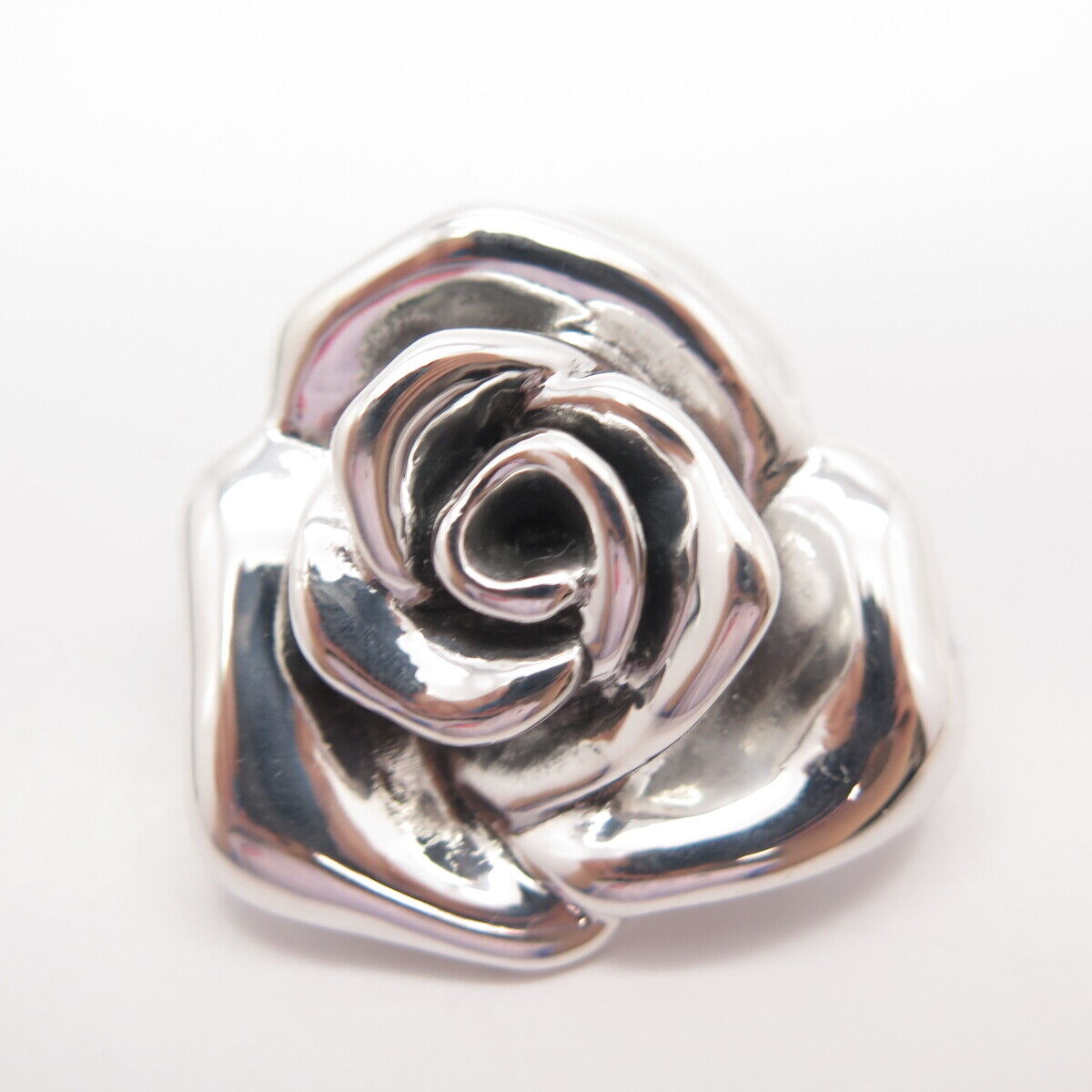 925 Sterling Silver Rose Floral Pin Brooch / Pendant