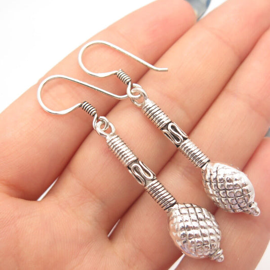 925 Sterling Silver Vintage Eternal Curve Tribal Dangling Earrings